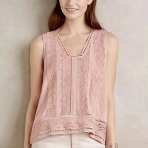 Anthropologie (Dusty Pink/Peach) Lace Tank Top